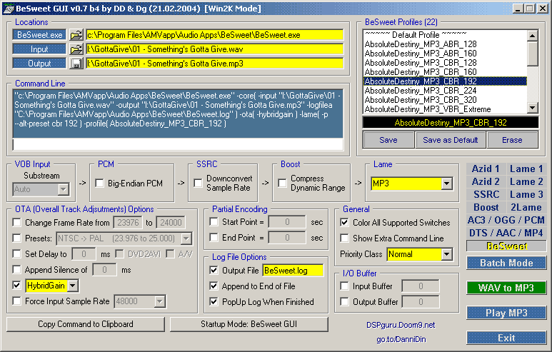 BeSweet with mp3 profile