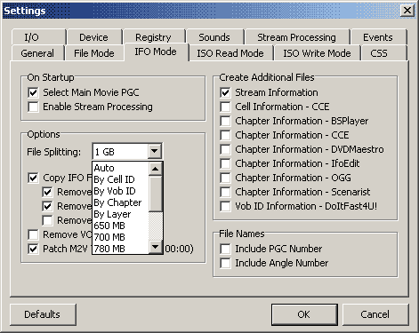 DVD Decrypter IFO Settings