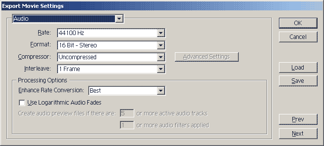 Export Video - Audio settings