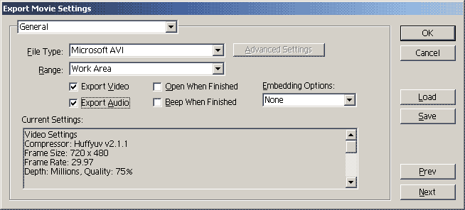 Export - General Settings