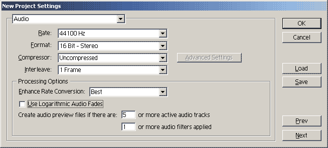 Premiere 6 Project Config - Audio