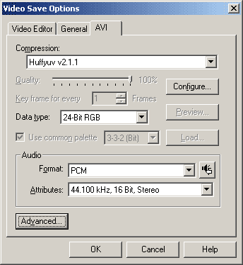 Export - AVI Settings