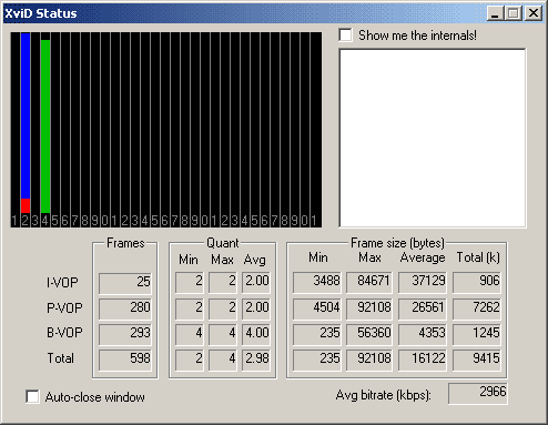 XviD Status Window