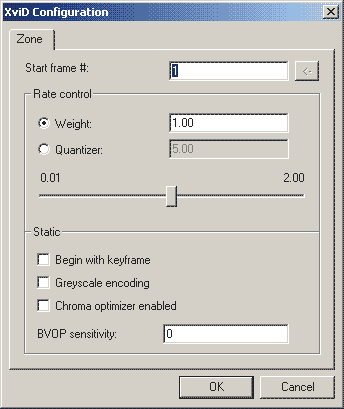 XviD Zone options