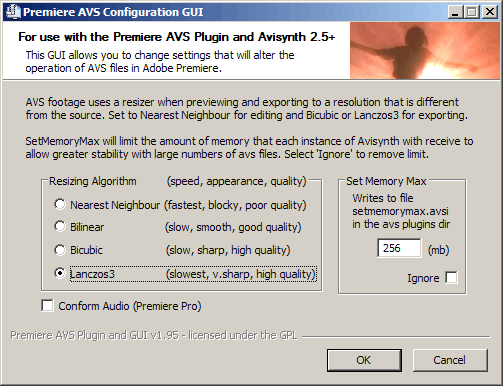 Premiere AVS Plugin GUI