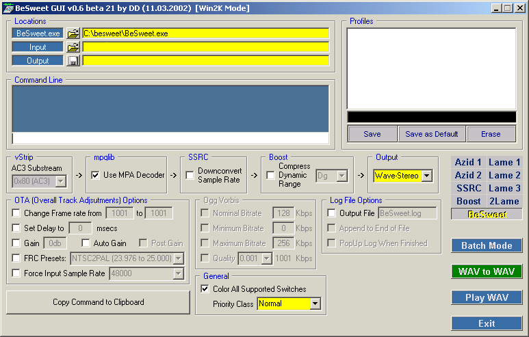 BeSweet GUI main panel