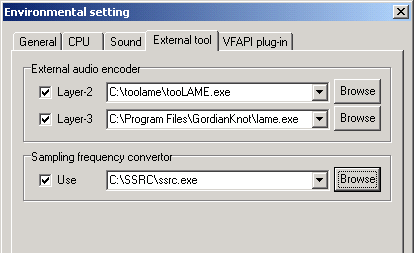 TMPGenc Environmental Settings Window